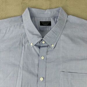 Turnbull & Asser Bespoke Men Dress Shirt Men 20" Neckline Blue Short Sleeve